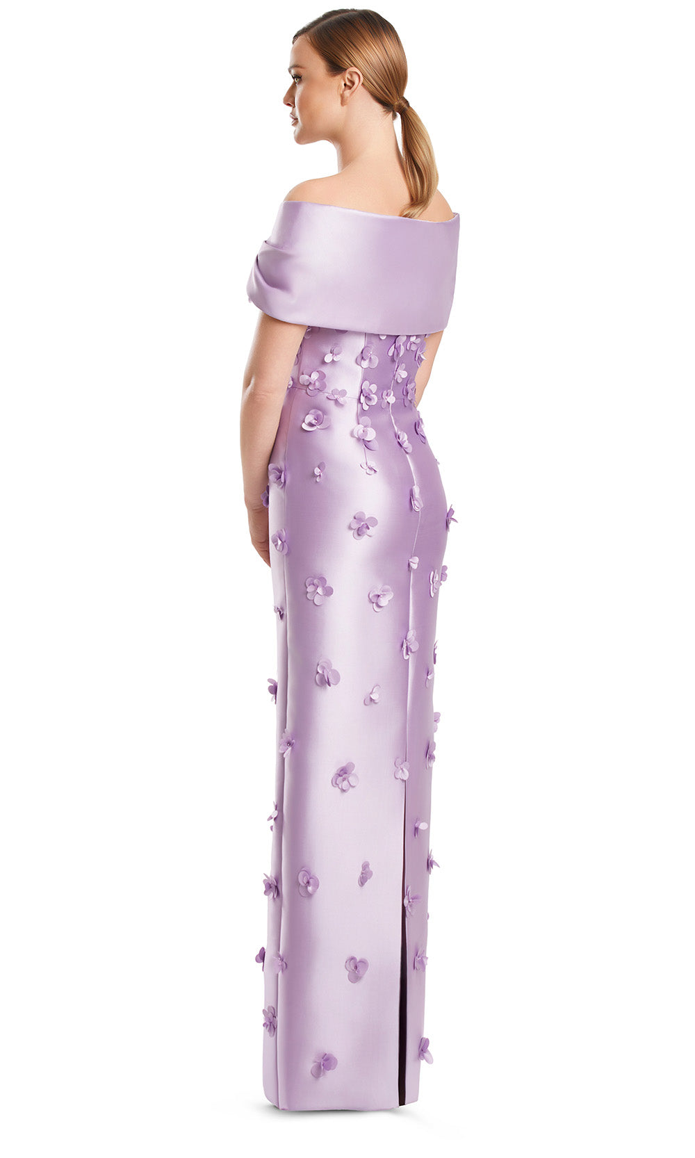 Off-Shoulder Long Satin Evening Gown by Alexander by Daymor 3220S26 in Lilac