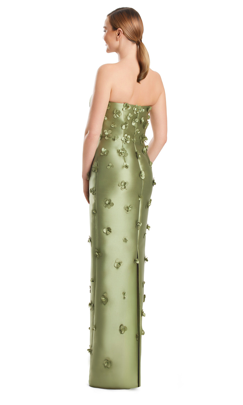 Off-Shoulder Long Satin Evening Gown by Alexander by Daymor 3220S26 in Olive