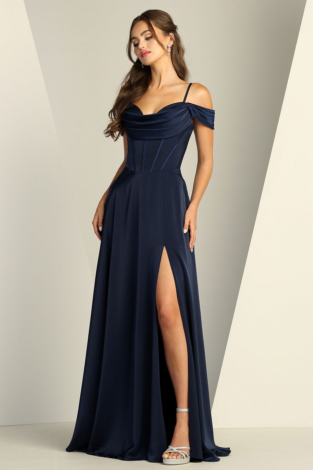 Adora 3229 A Line Long Formal Lace Prom Dress