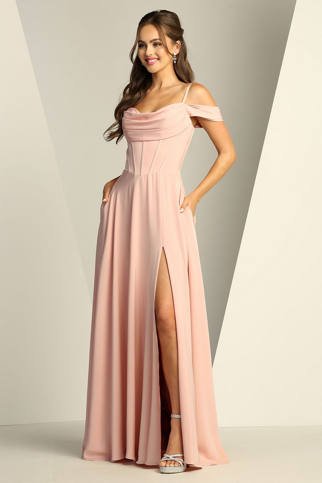 Adora 3229 A Line Long Formal Lace Prom Dress
