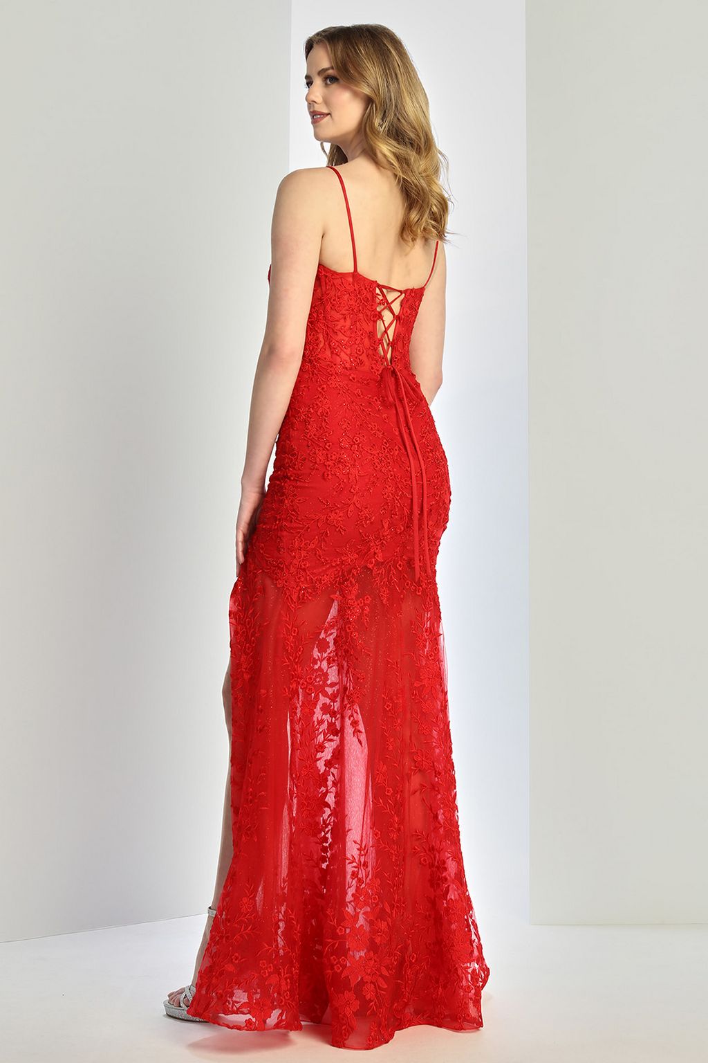 Prom Dresses Prom Long Mermaid Corset Slit Formal Dress Red