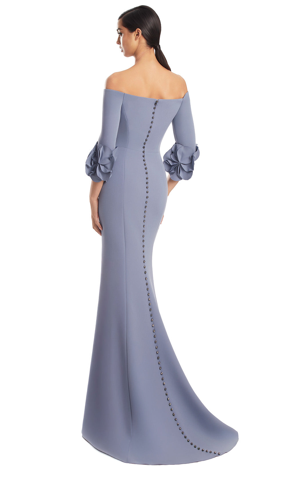 Off-Shoulder Long Crepe Evening Gown by Alexander by Daymor 3251S26 in Delphi Blue