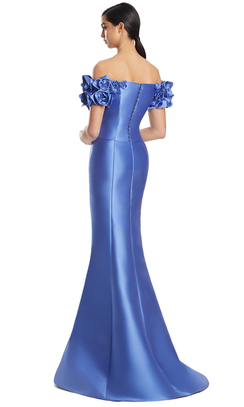 Off-Shoulder Gown with Floral Sleeves by Alexander by Daymor 3254S26 in Periwinkle