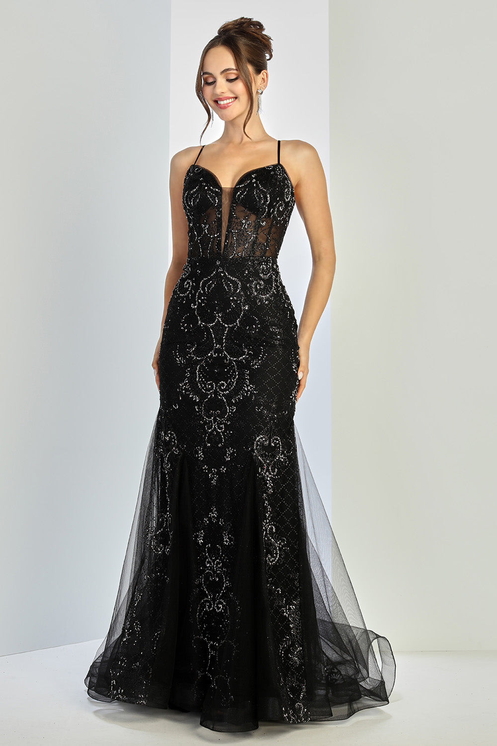 Black Adora Design 3255 Prom Mermaid Formal Long Corset Beaded Dress