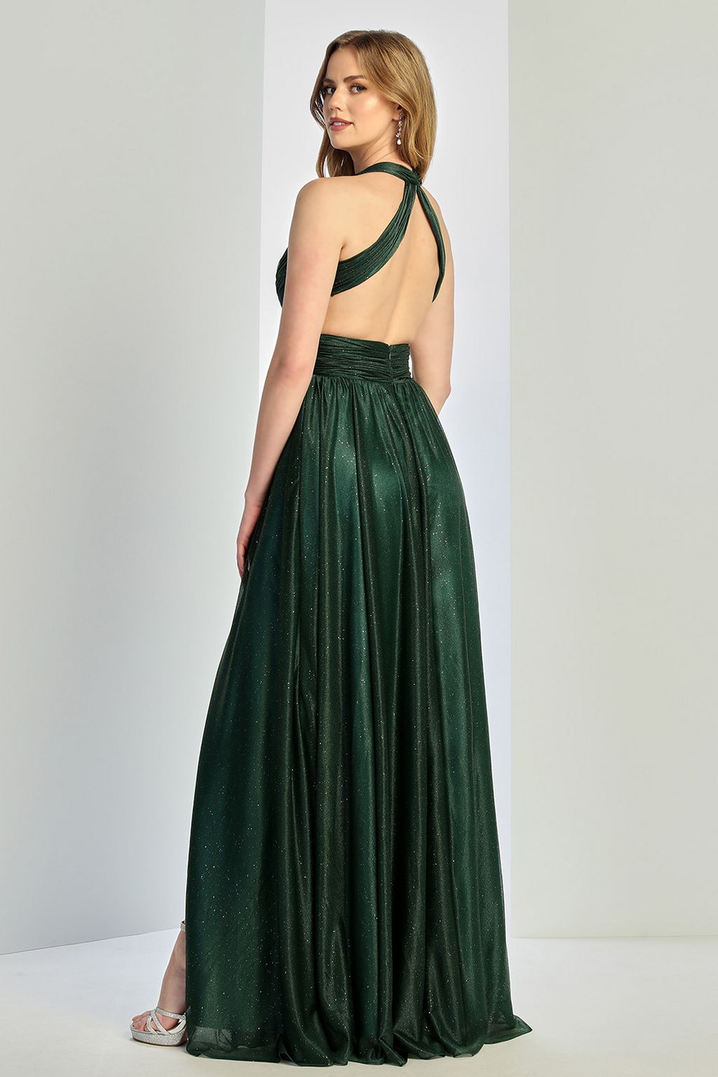 Prom Dresses Glitter Long Formal A Line Prom Dress Emerald