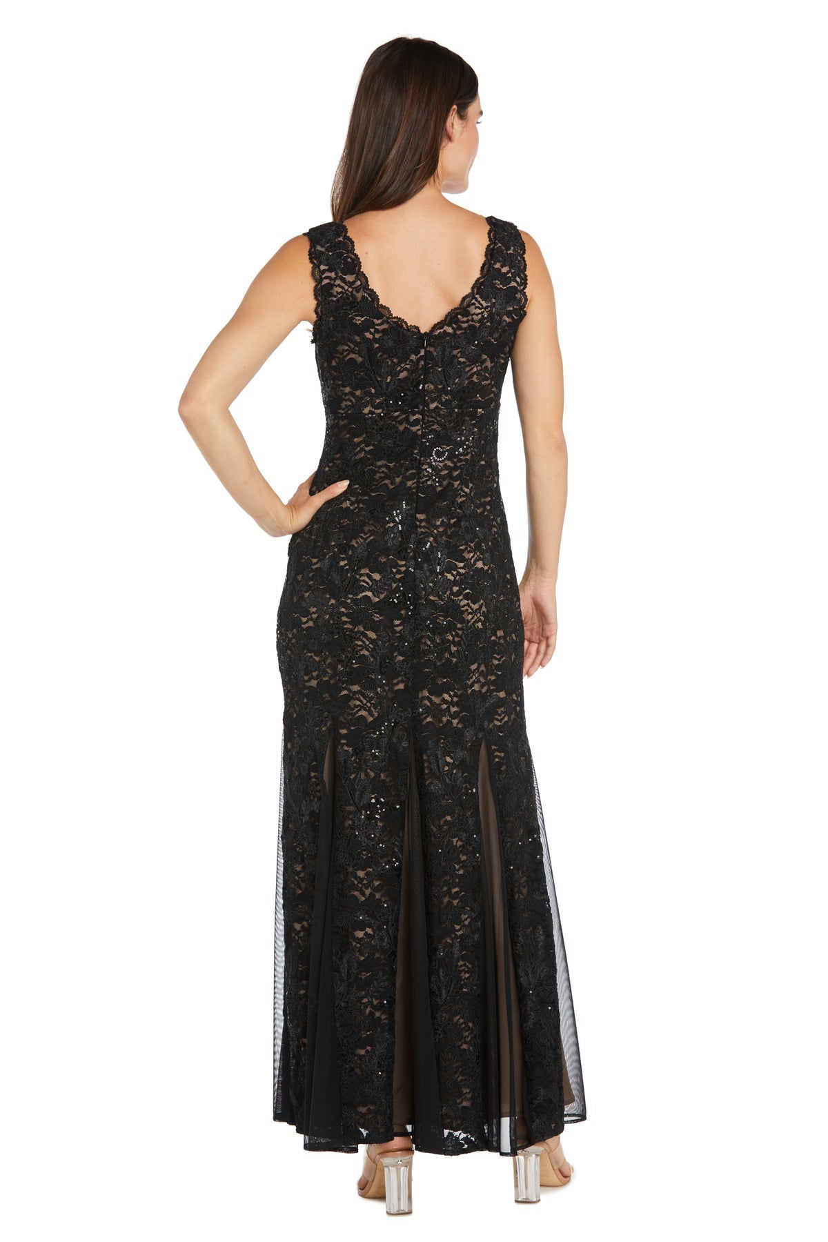 Formal Dresses Sequin Lace Long Formal Prom Dress Black/Nude