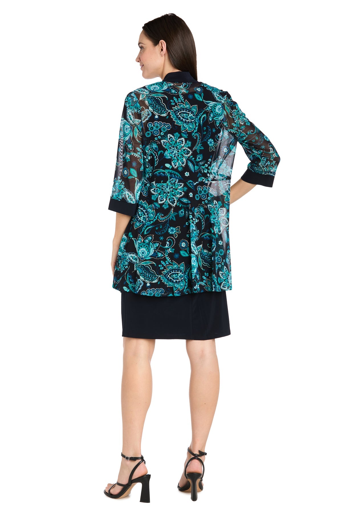 Mother of the Bride Dresses Two Piece Short Printed Cocktail Dress Navy/Teal