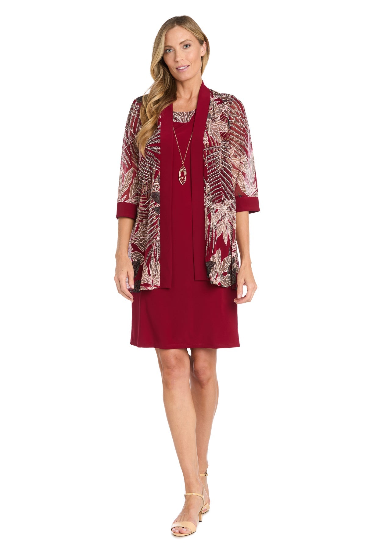 Jewel Knee-Length Jersey Evening Sheath R&M Richards 3292A
