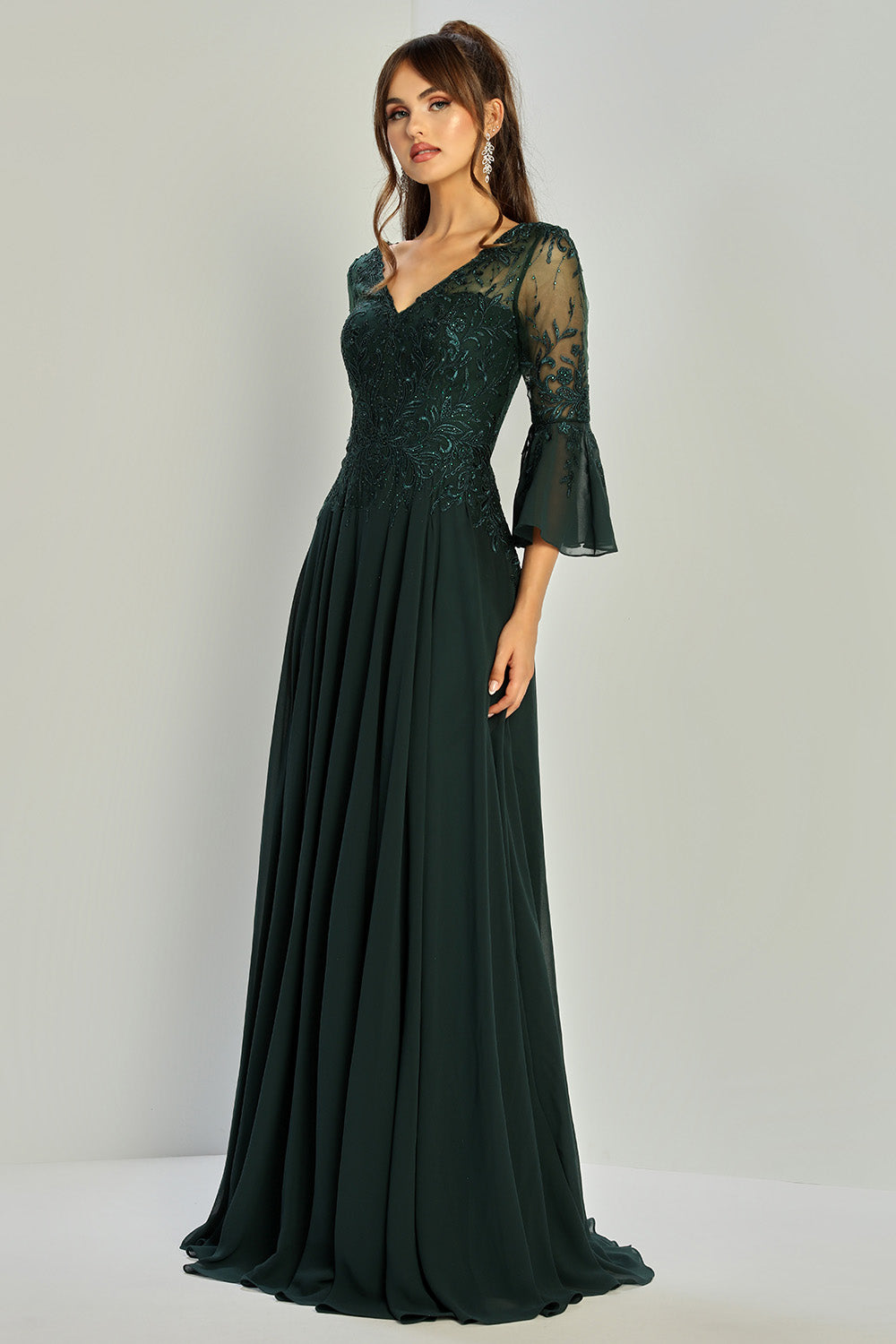 Plus Size Dresses A Line Long Formal Plus Size Dress Dark Green