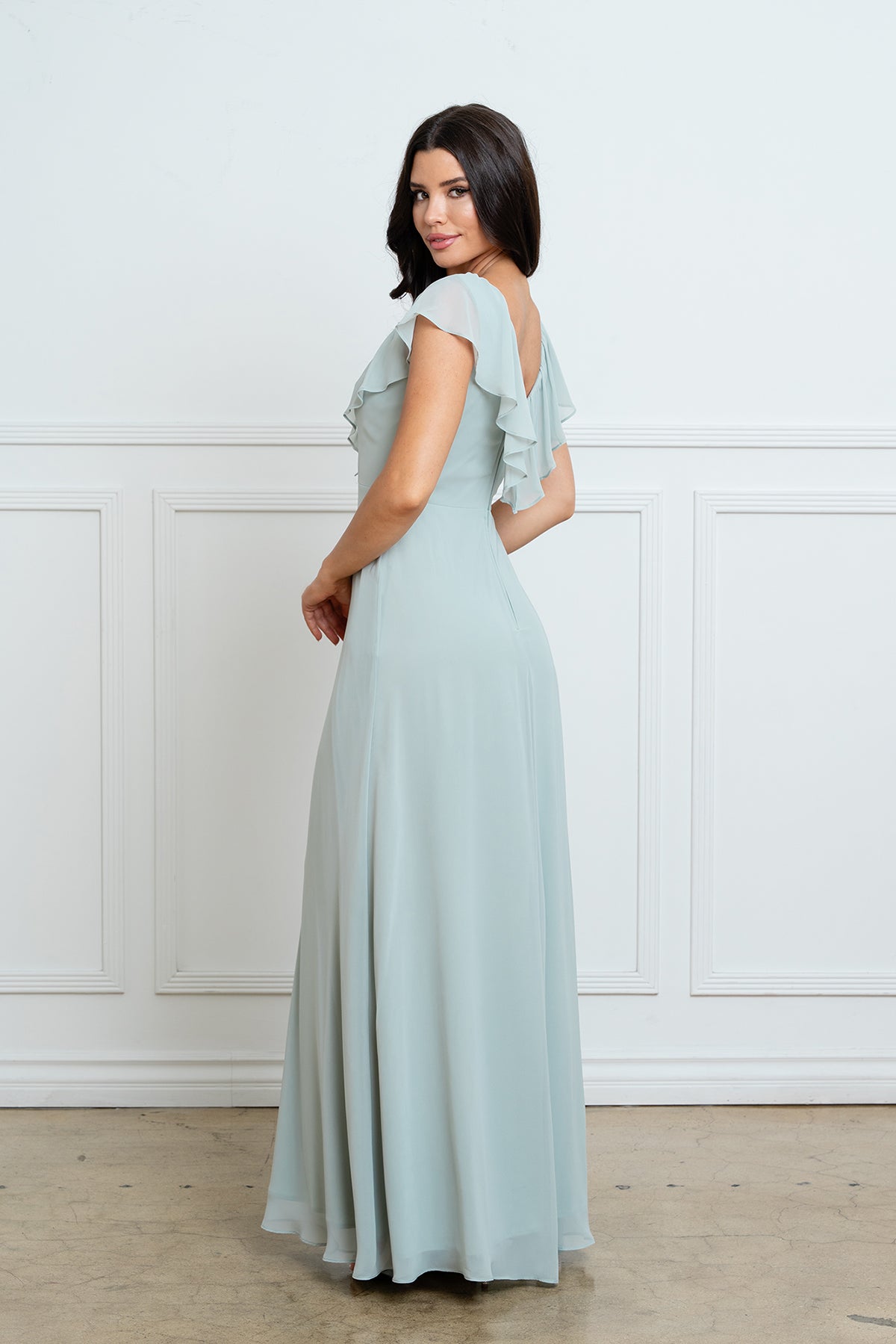 V-Neck Floor-Length Chiffon Formal A-Line Eva Fashion 3328