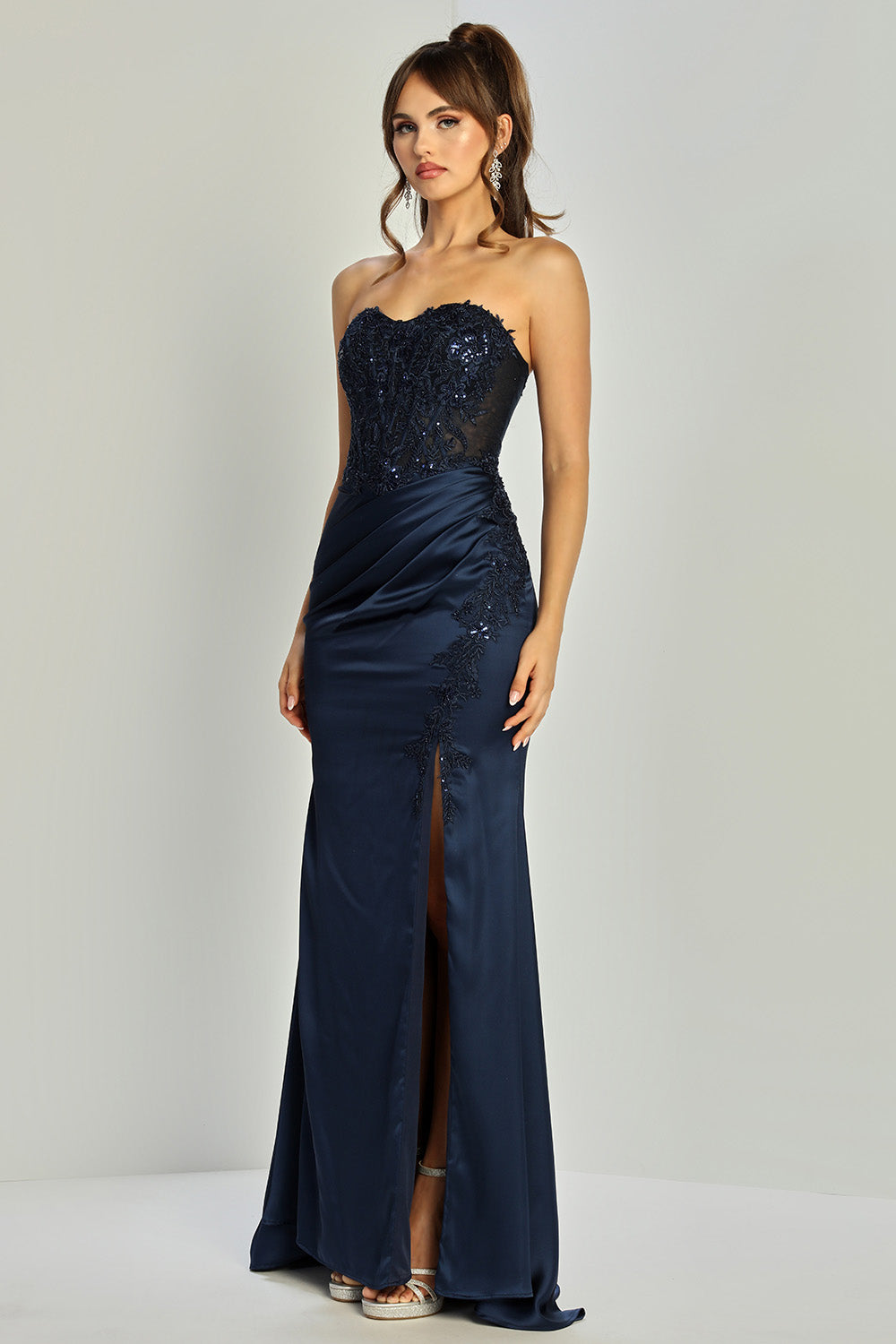 Prom Dresses Long Prom Corset Formal Evening Dress Navy