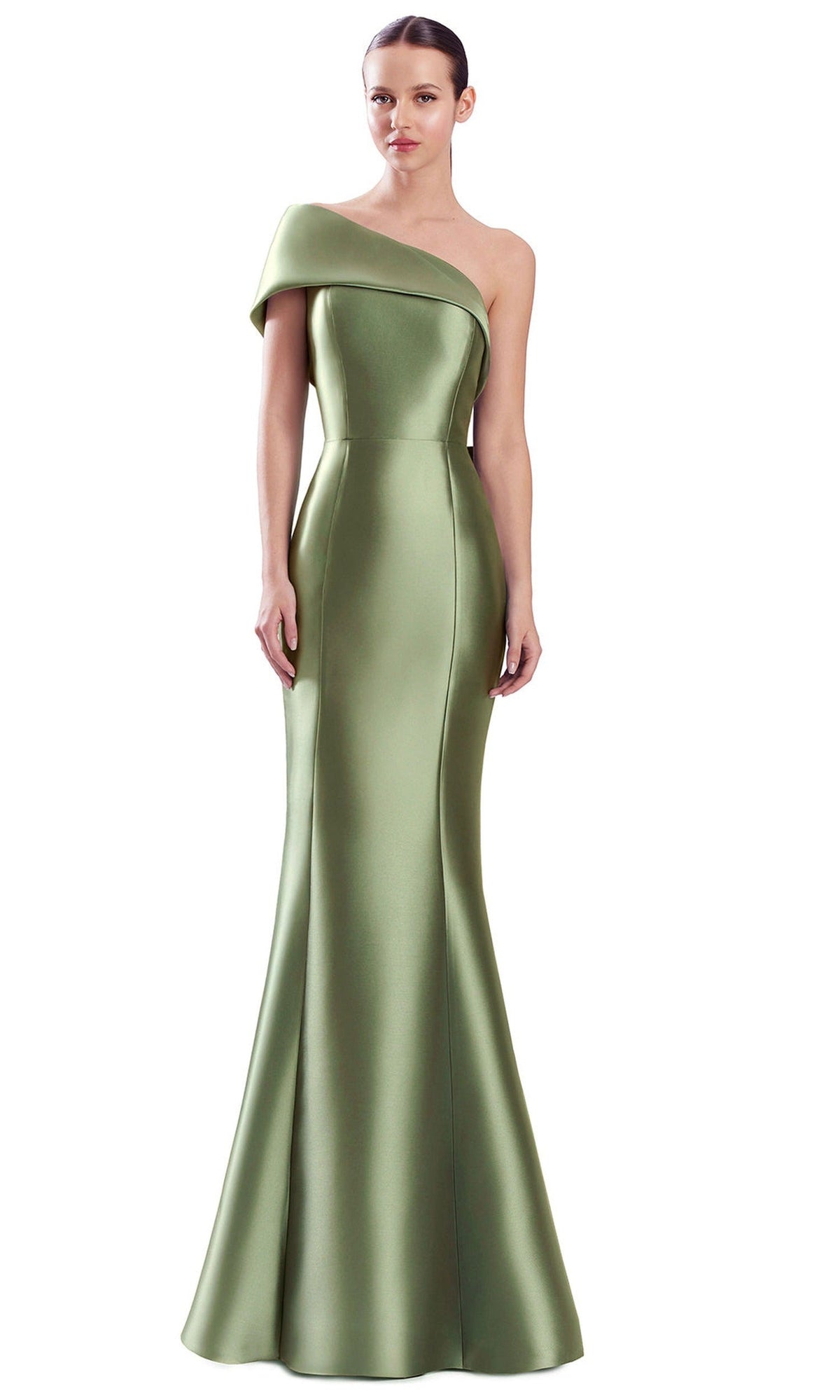 Alexander by Daymor Fold-Over Neckline Back Bow Mermaid Gown 3344F26
