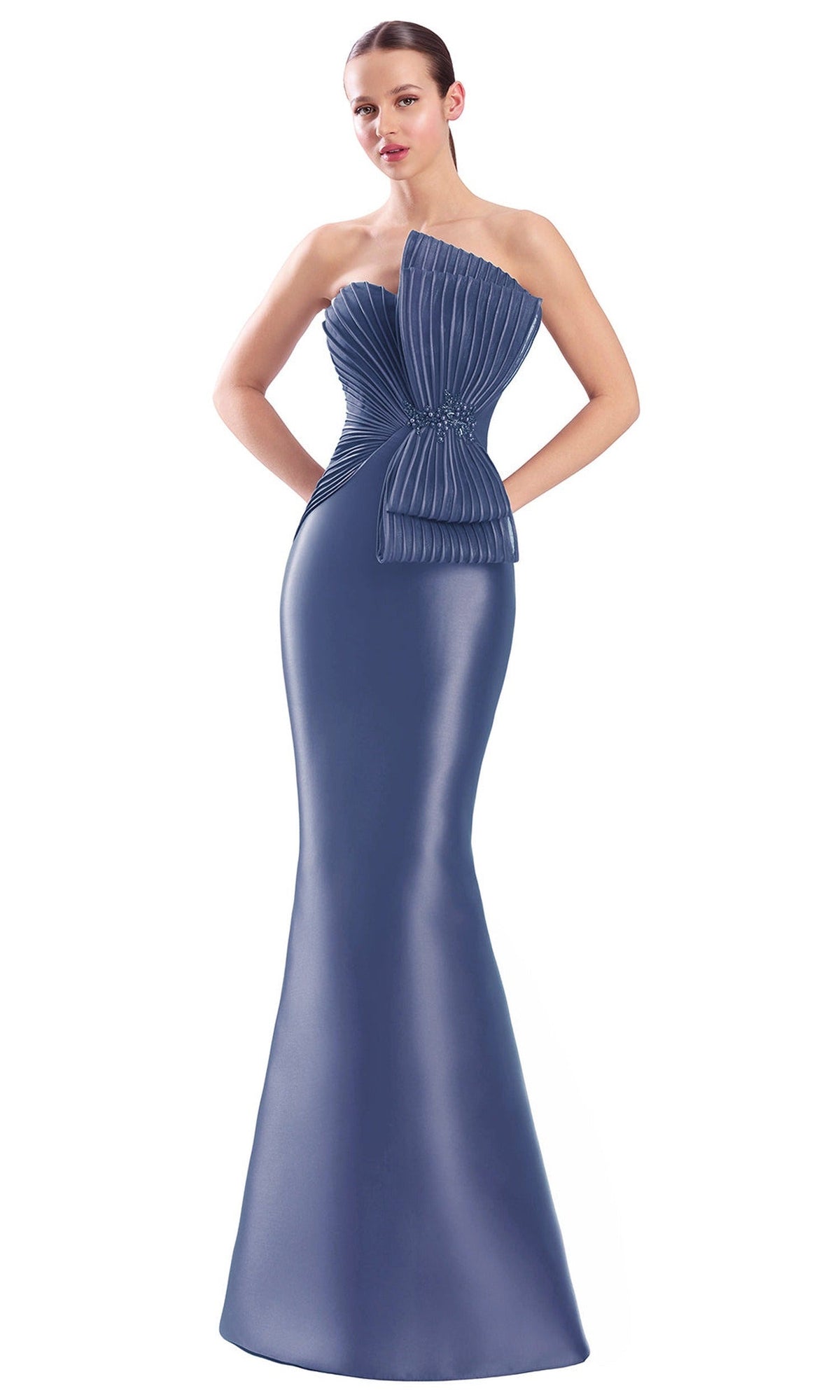 Alexander by Daymor Strapless Bow Pleated Mermaid Gown 3351F26