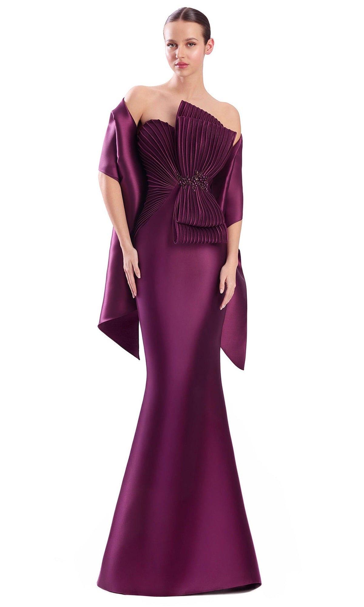 Alexander by Daymor Strapless Bow Pleated Mermaid Gown 3351F26