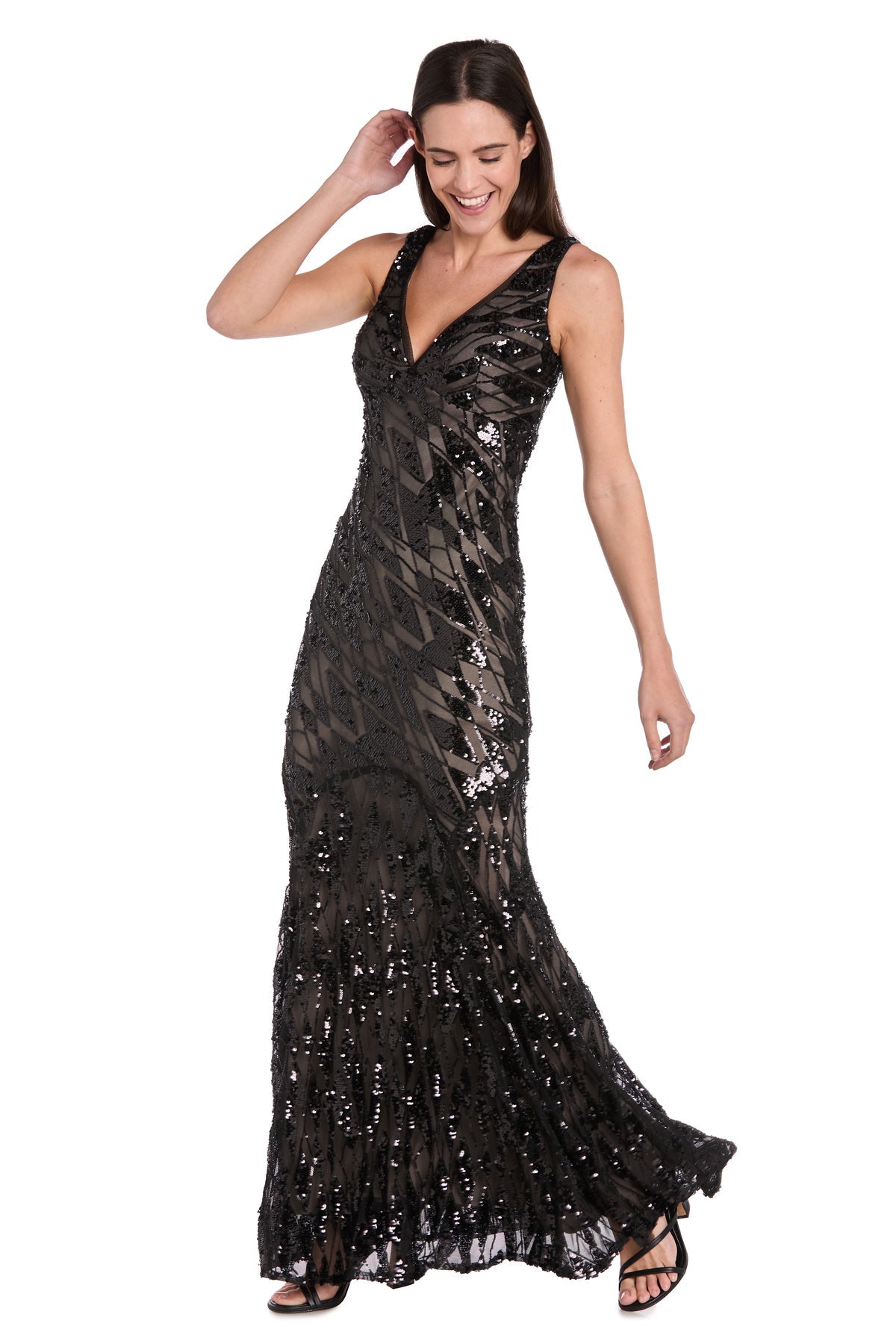 Formal Dresses Formal Long Sequin Evening Dress Black/Nude