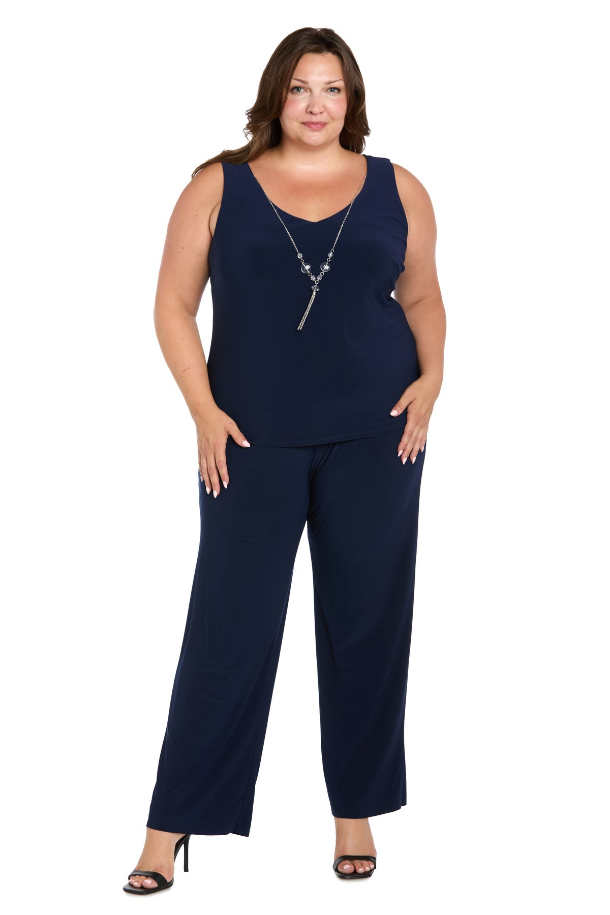 Pant Suit Floral Long Plus Size Formal Pantsuit Navy/Slate