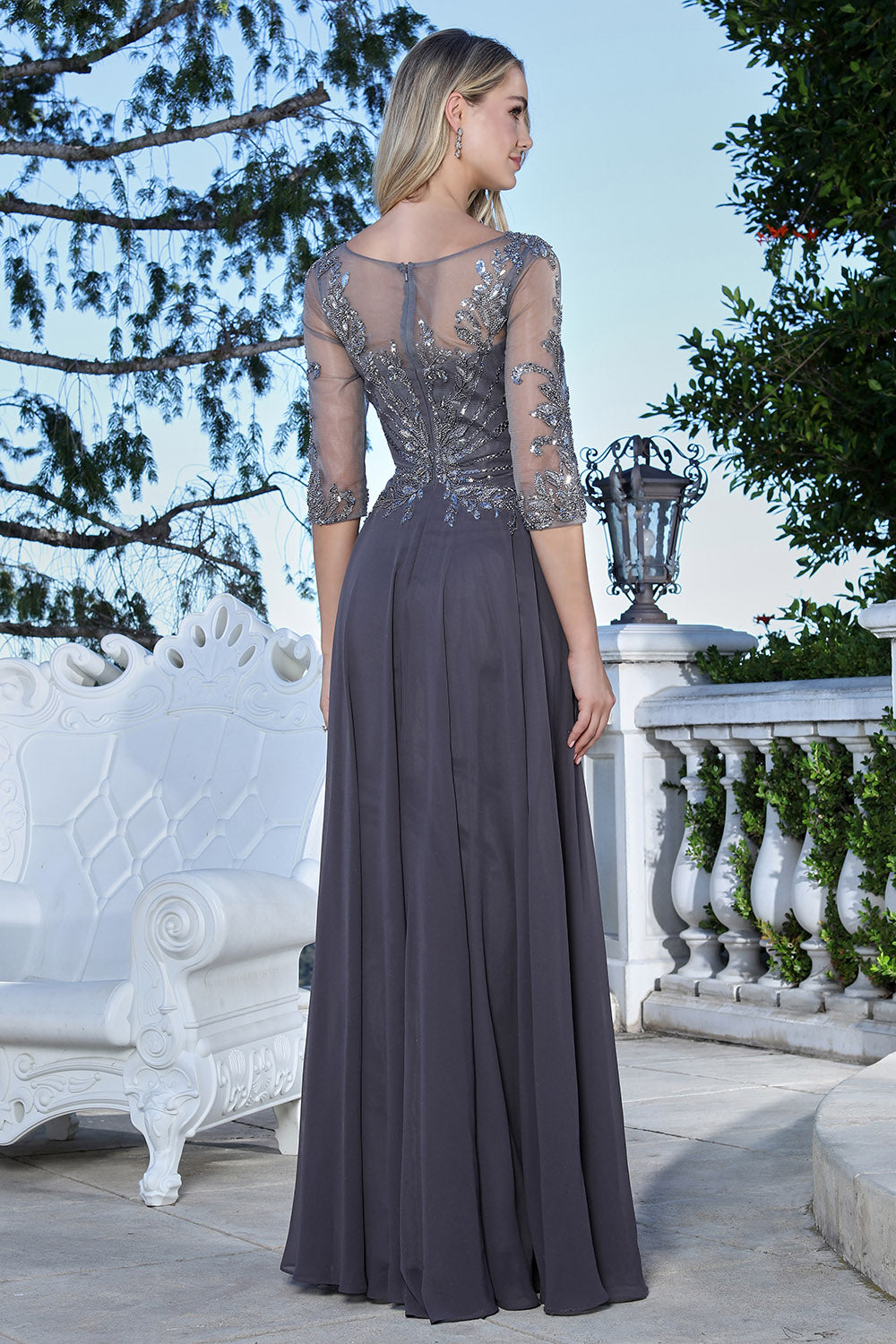 Mother of the Bride Dresses Long Formal Beaded Mother of the Bride Dress Adora Design 3382 Charcoal Gray