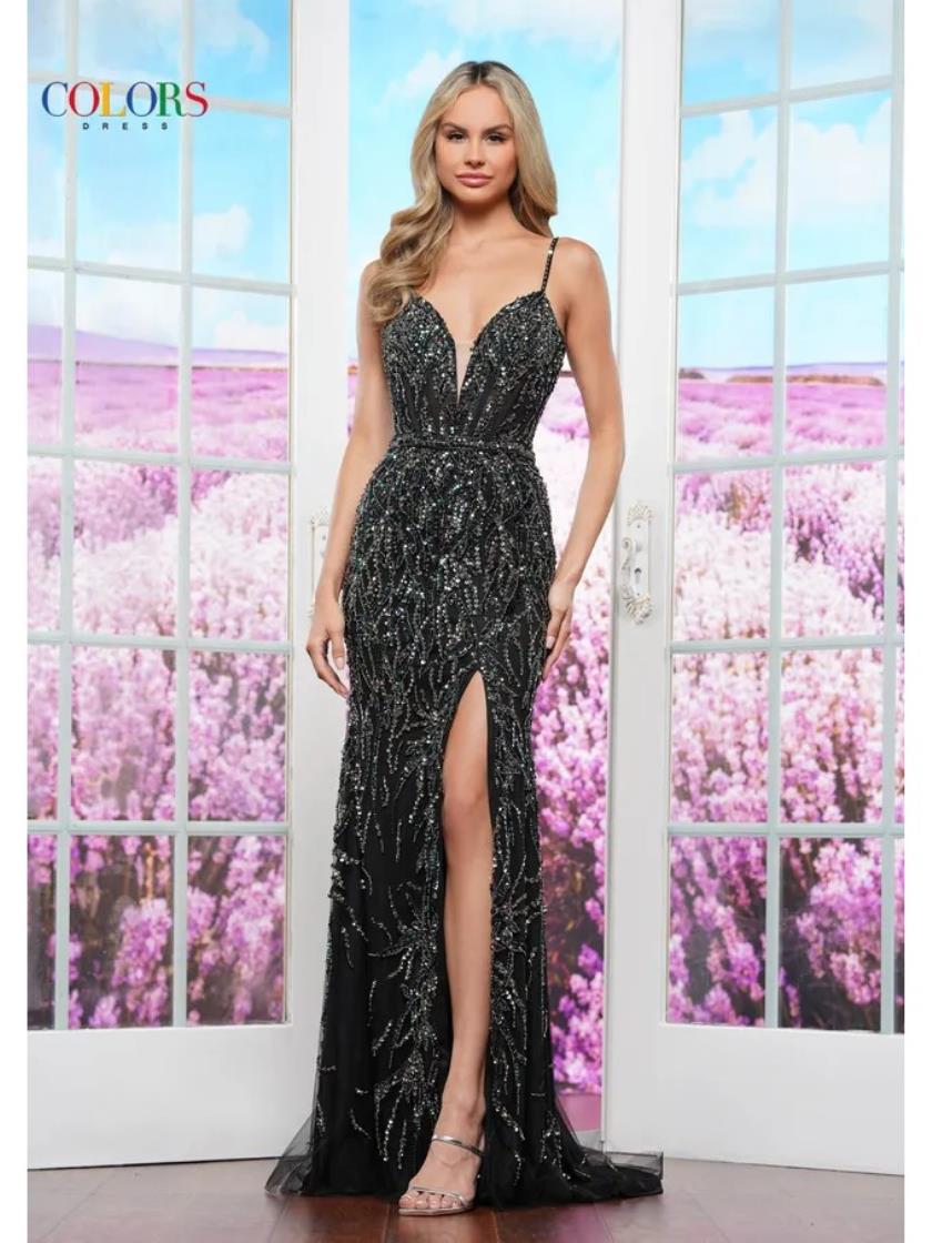 Black Colors 3384 Fitted Slit Long Formal Prom Dress for $718.0 – The