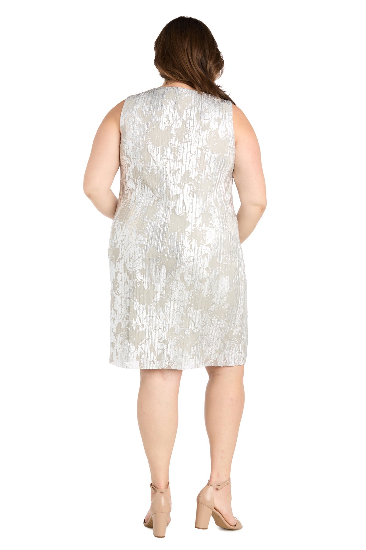 Embellished Short Sequin Cocktail Dress by R&M Richards 3397W in Champagne/Silver