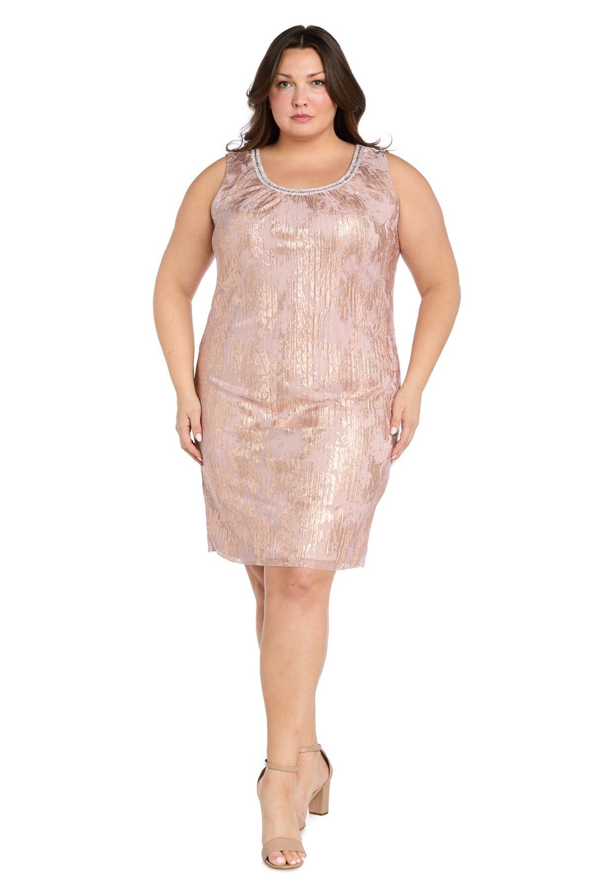 Embellished Short Sequin Cocktail Dress by R&M Richards 3397W in Rose/Gold