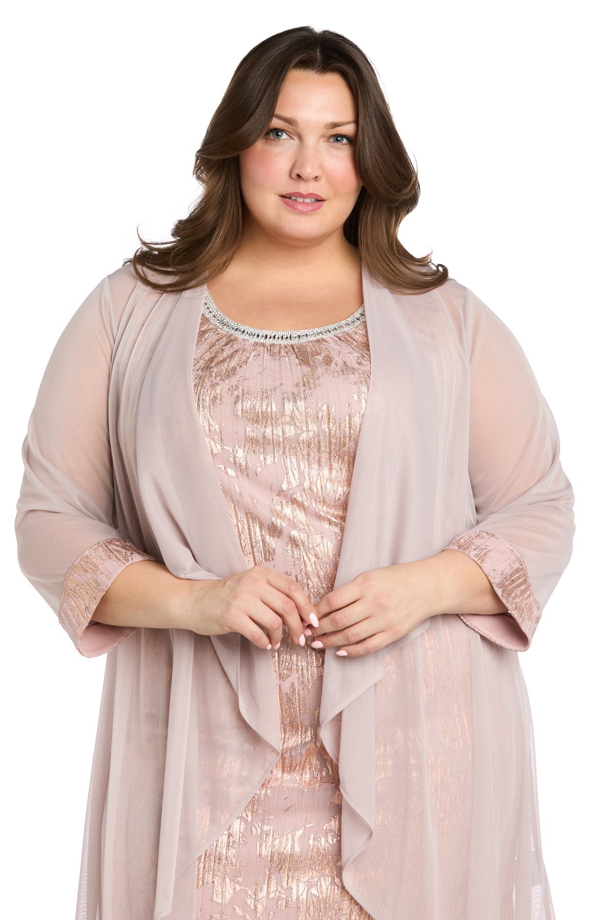 Embellished Short Sequin Cocktail Dress by R&M Richards 3397W in Rose/Gold