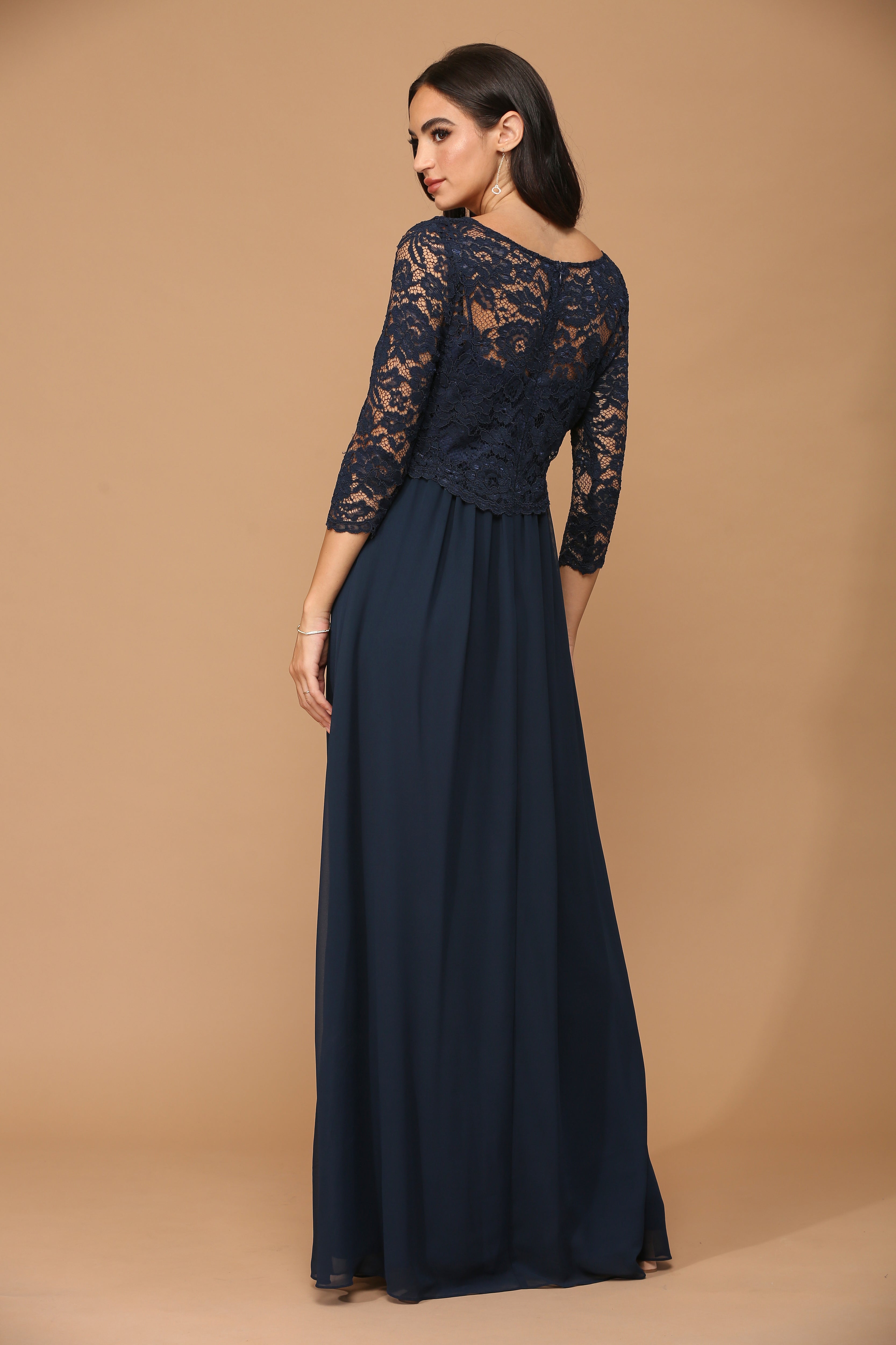 Crew/High-Neck Floor-Length Chiffon Occasion A-Line Eva Fashion 3399