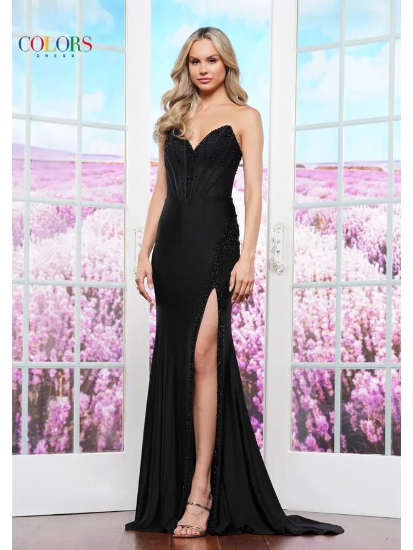 Black Colors 3406 Formal Fitted Long Prom Dress