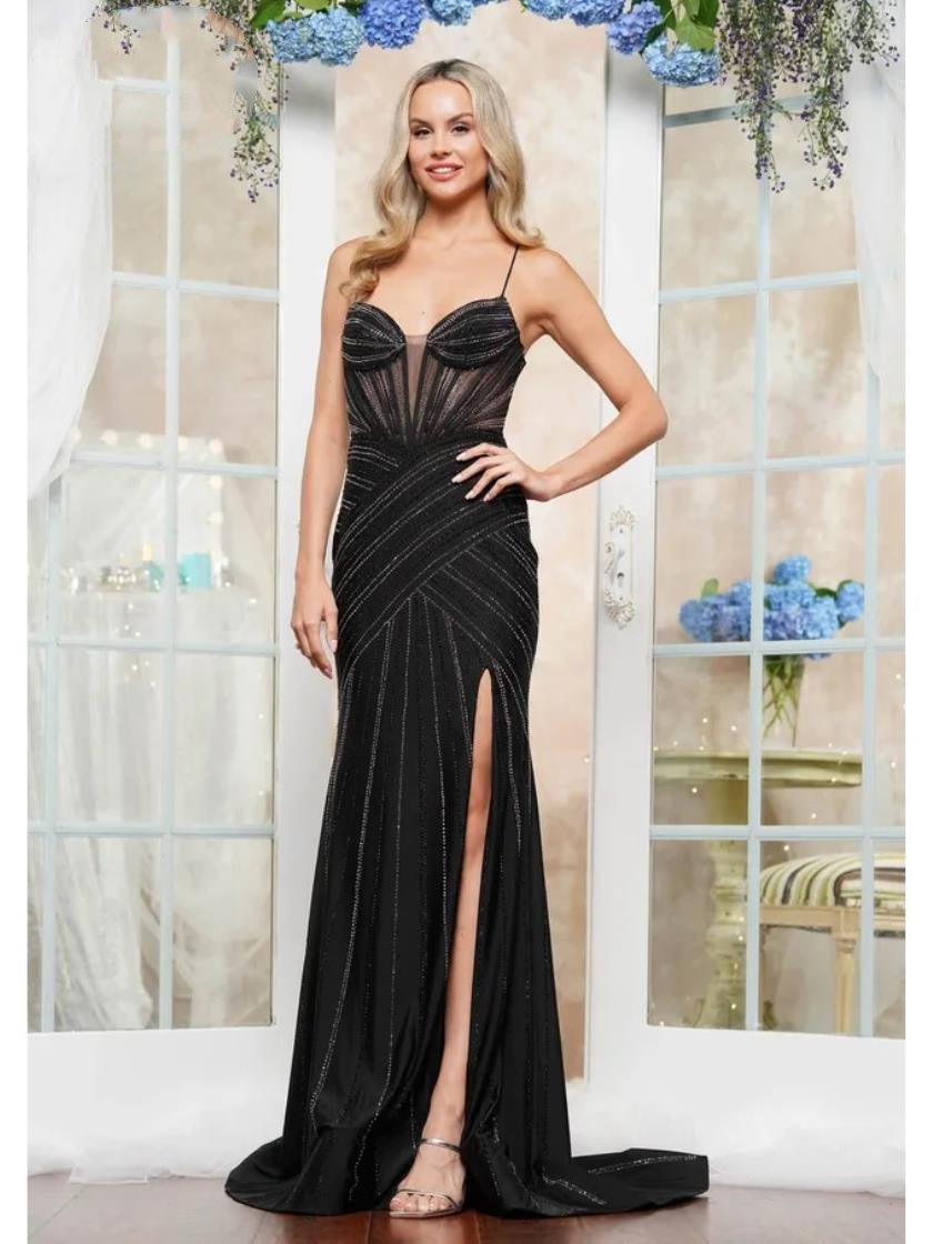 Prom Dresses Long Evening Slit Formal Prom Dress Black