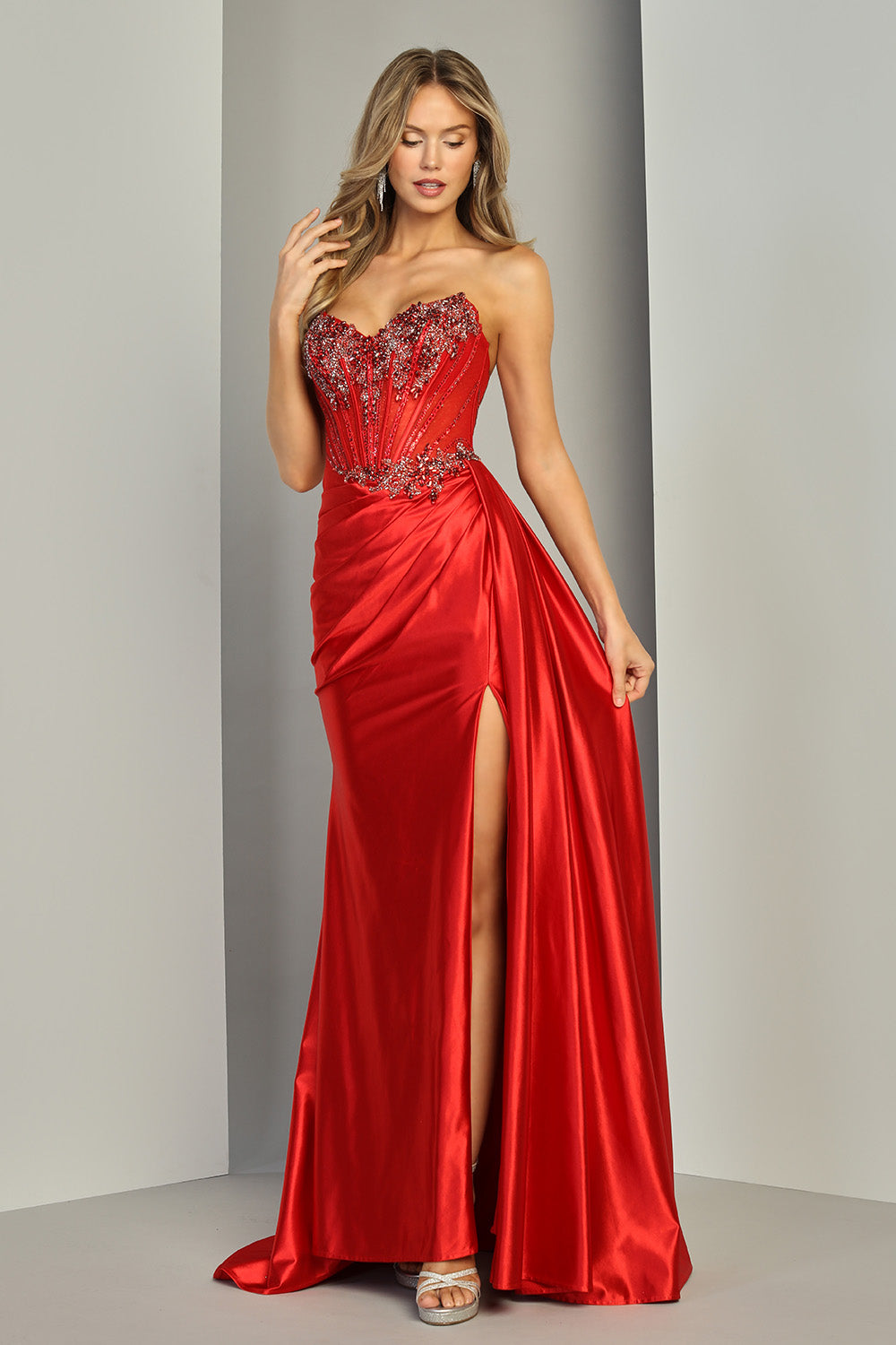 Strapless Curved Neck Floor-Length Satin Occasion Mermaid/Trumpet Adora Design 3410