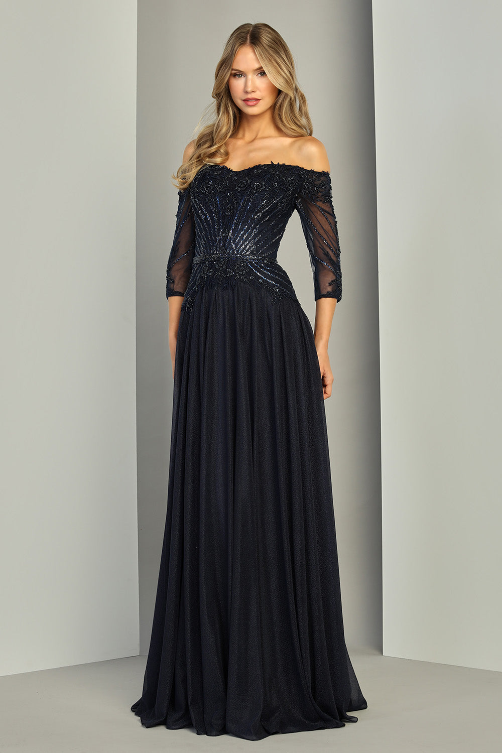 Off-the-Shoulder Floor-Length Tulle Formal A-Line Adora Design 3411