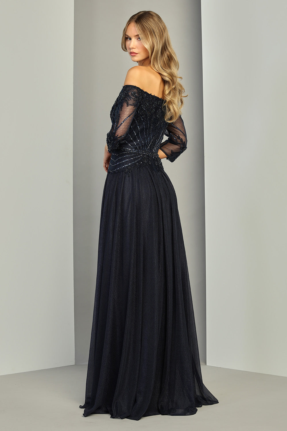 Off-the-Shoulder Floor-Length Tulle Formal A-Line Adora Design 3411