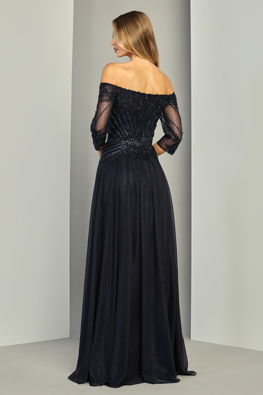 Off-the-Shoulder Floor-Length Tulle Formal A-Line Adora Design 3411