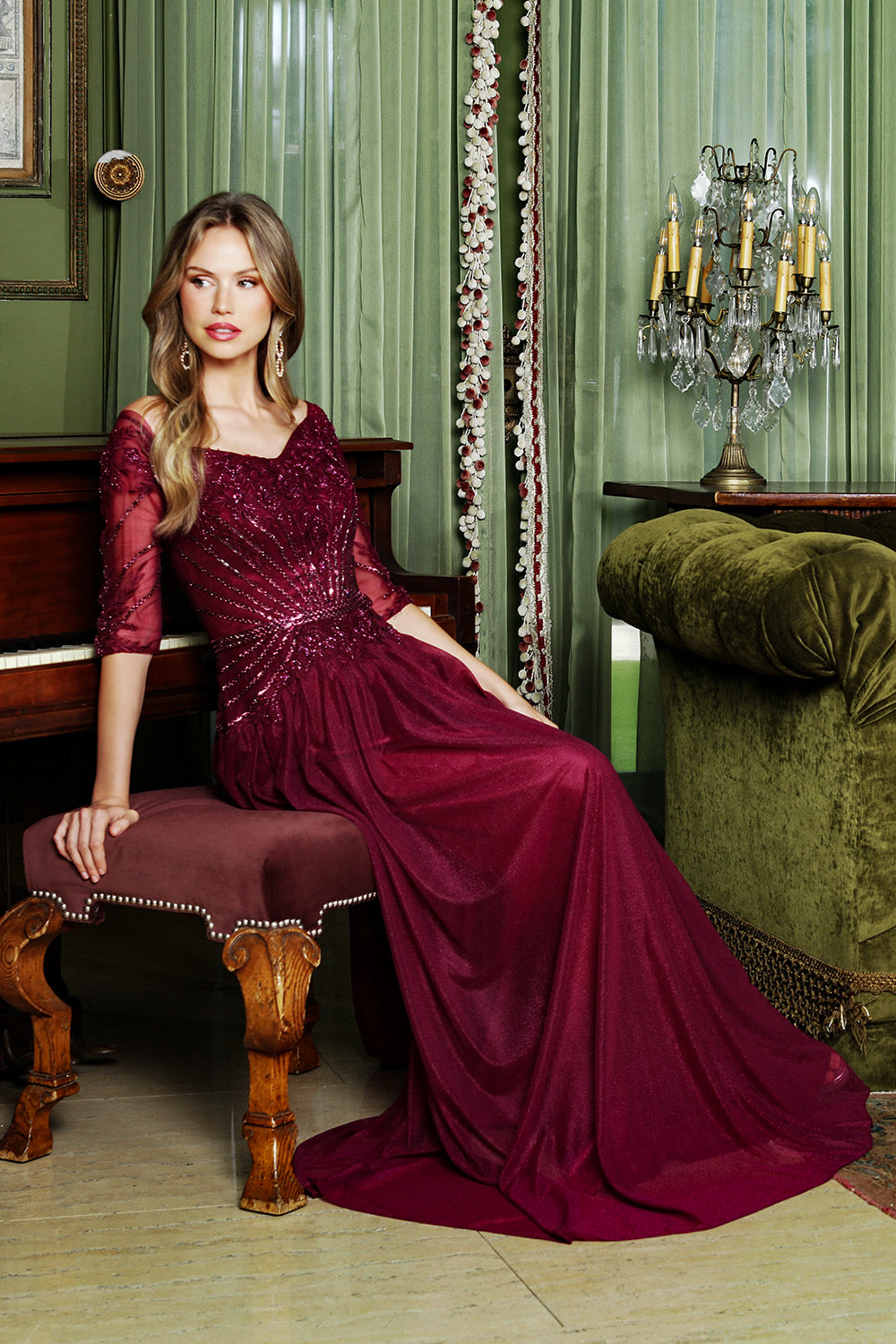 Off-the-Shoulder Floor-Length Tulle Formal A-Line Adora Design 3411