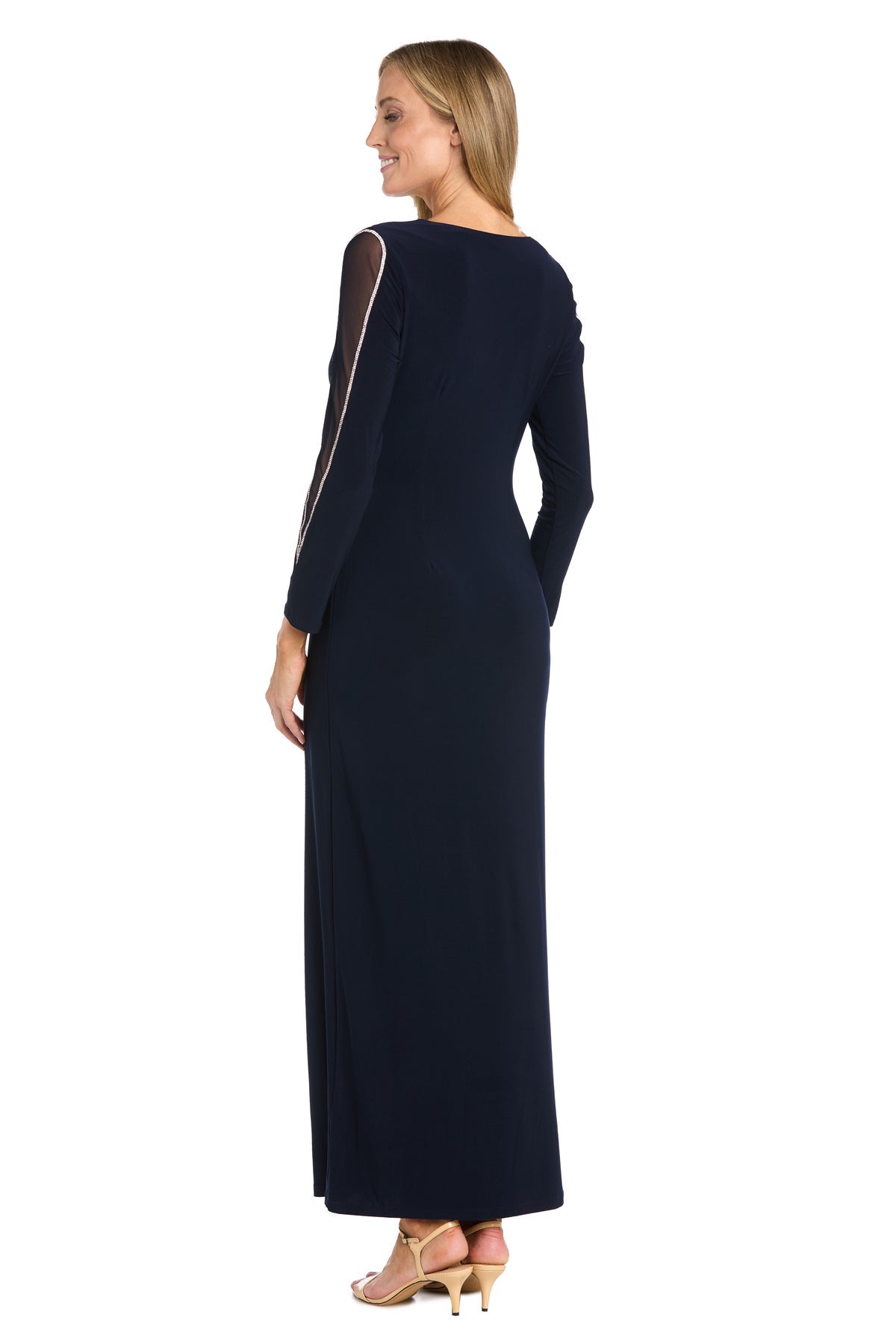 Formal Dresses Fitted Long Sleeve Evening Formal Dress Navy