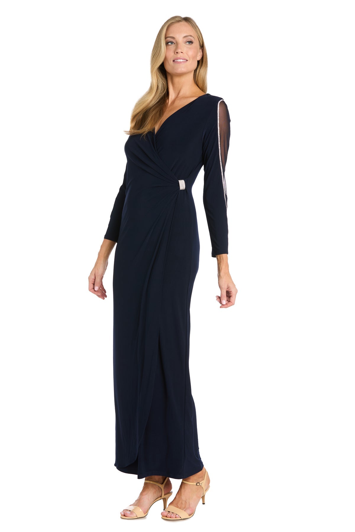 Formal Dresses Fitted Long Sleeve Evening Formal Dress Navy