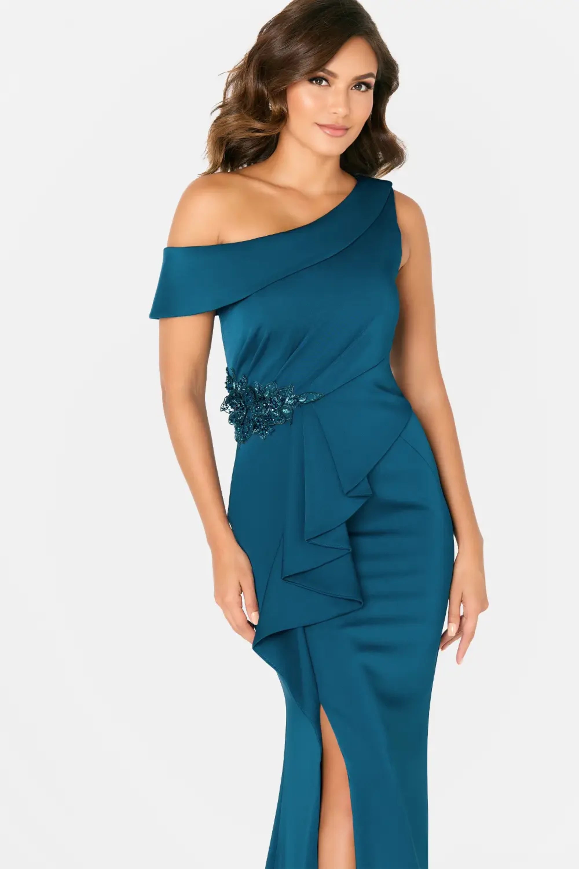 Formal Dresses Long Formal Ruffle Evening Dress Peacock