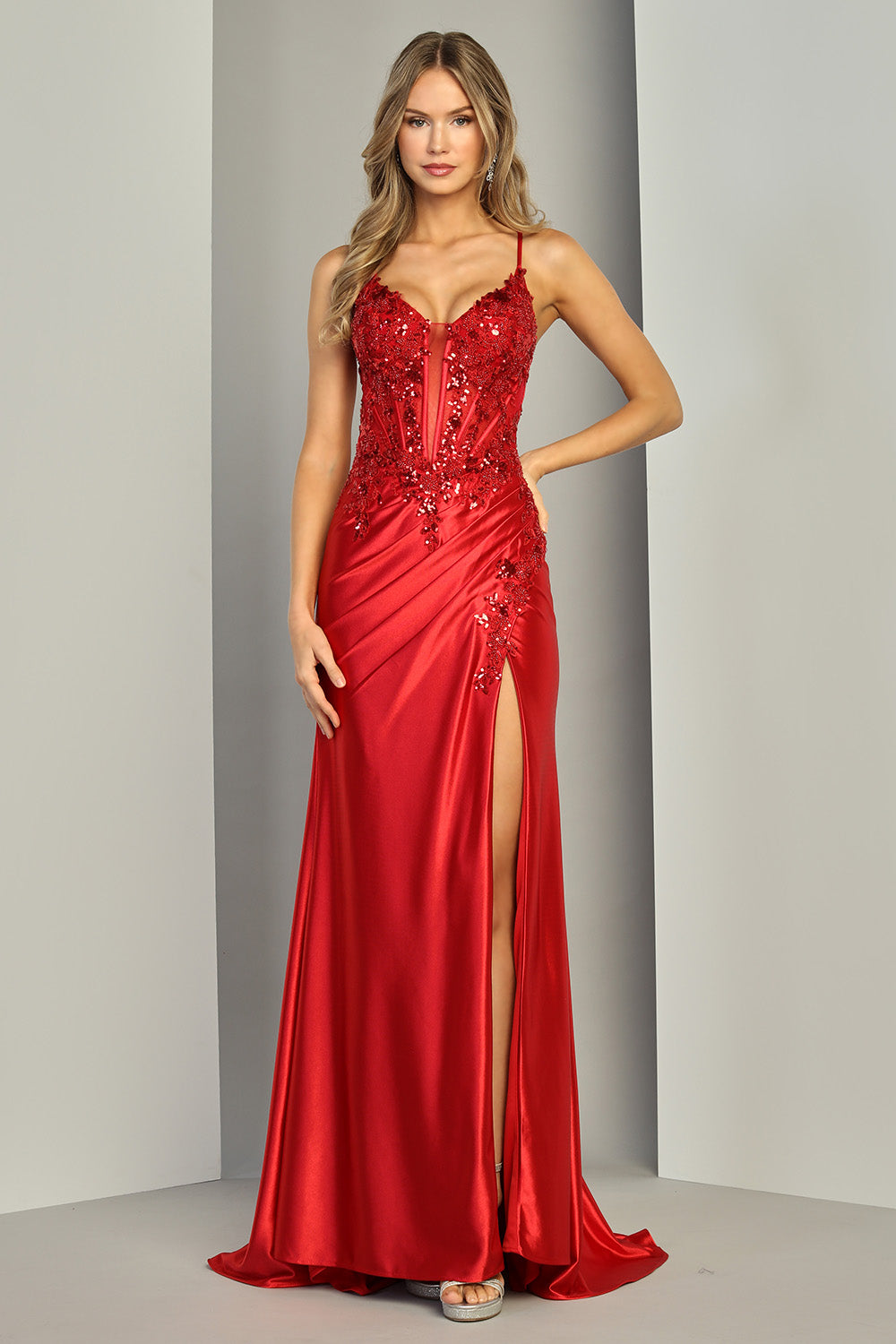 Sweetheart Floor-Length with Train Satin Formal Sheath/Column Adora Design 3422