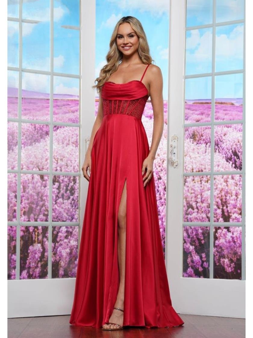 Prom Dresses Long Formal Evening Slit Prom Dress Red