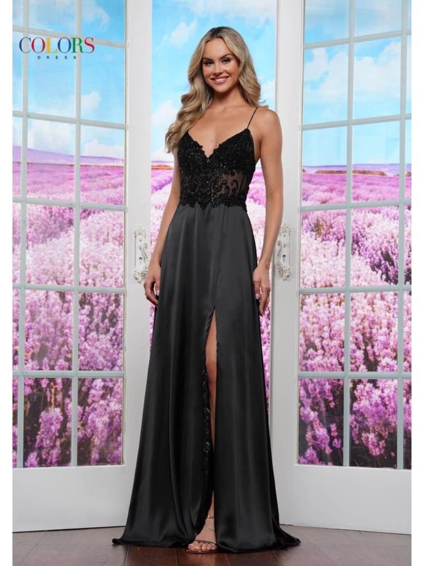 Black Colors 3436 Evening A Line Long Formal Prom Dress for $327.0