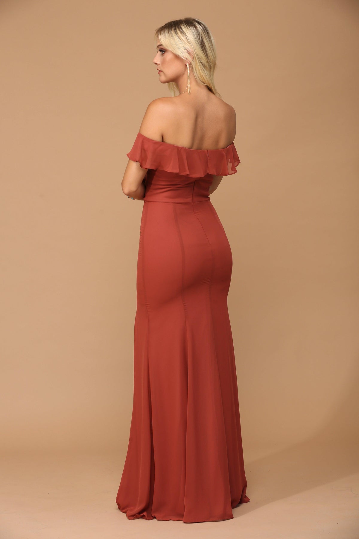 Long Off Shoulder Formal Bridesmaids Chiffon Dress Sale
