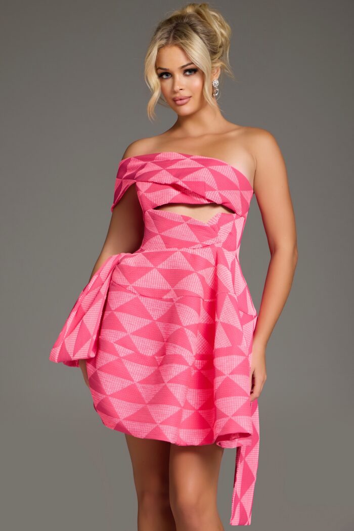 Cocktail Dresses Short Mini Geometric Cocktail Dress Pink