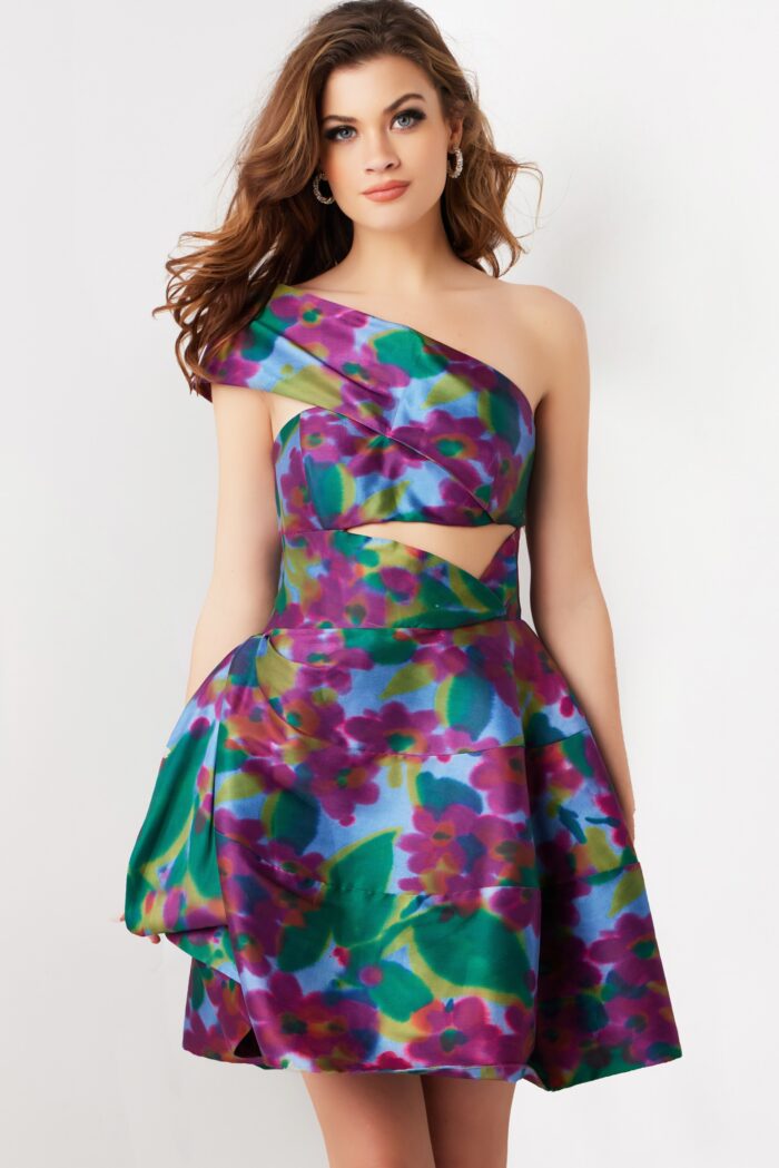 Cocktail Dresses Short Printed A Line Cocktail Dress Multi
