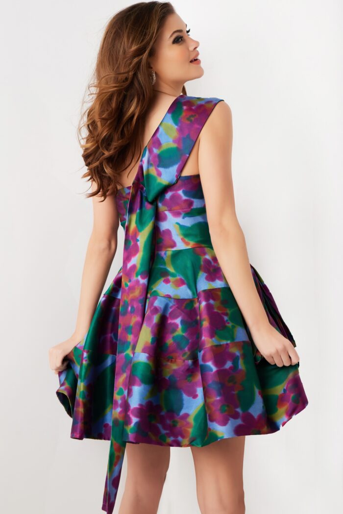 Cocktail Dresses Short Printed A Line Cocktail Dress Multi