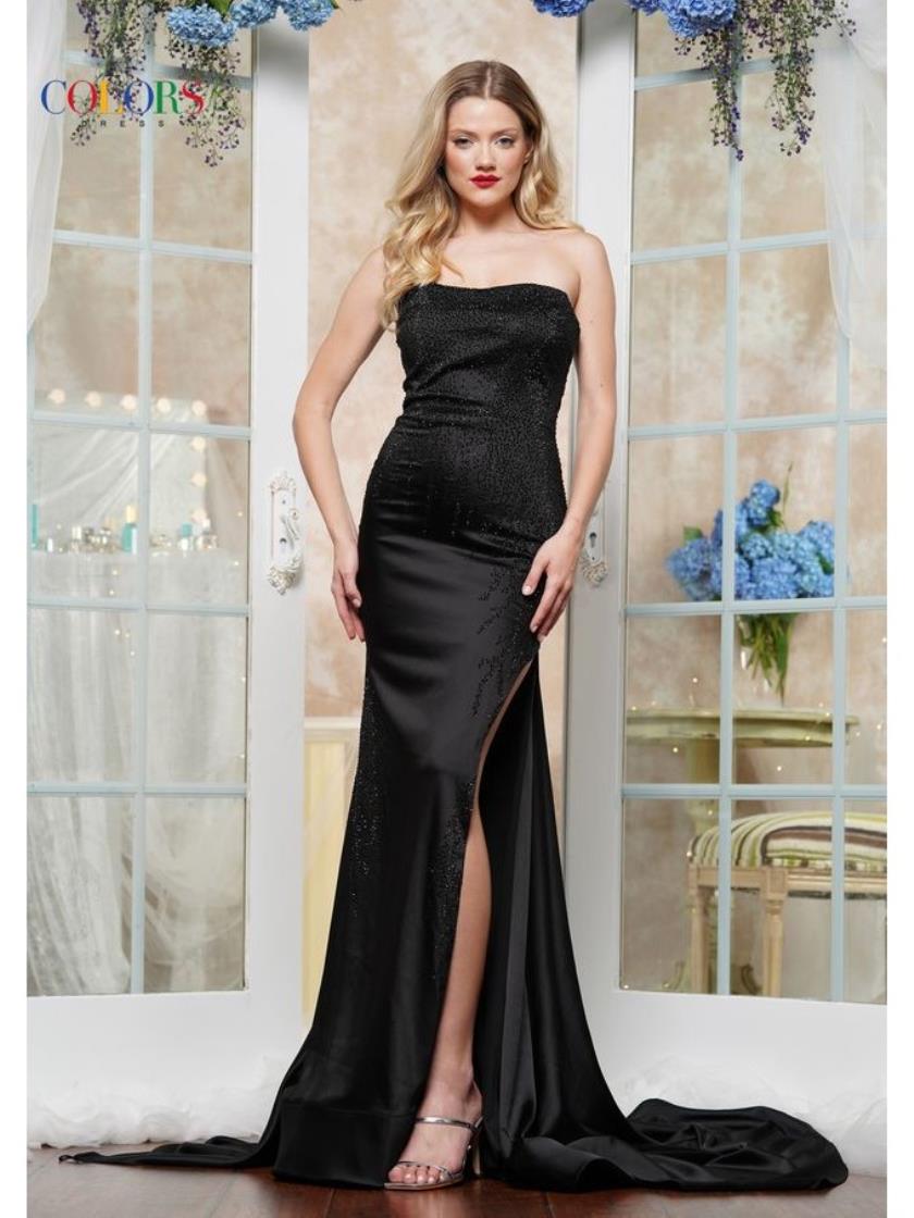 Black Colors 3446 Long Evening Formal Prom Dress