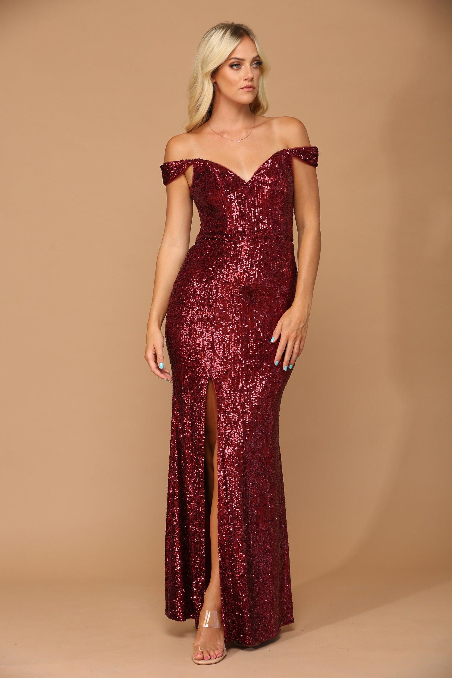 Prom Long Formal Fitted Evening Dress Brudgundy