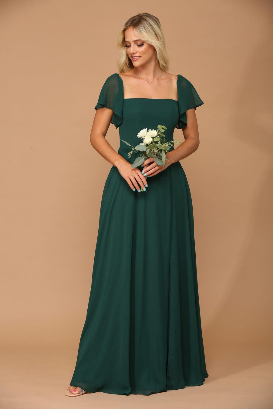Hunter Green 3XL Long Formal Bridesmaids Chiffon Evening Gown Sale