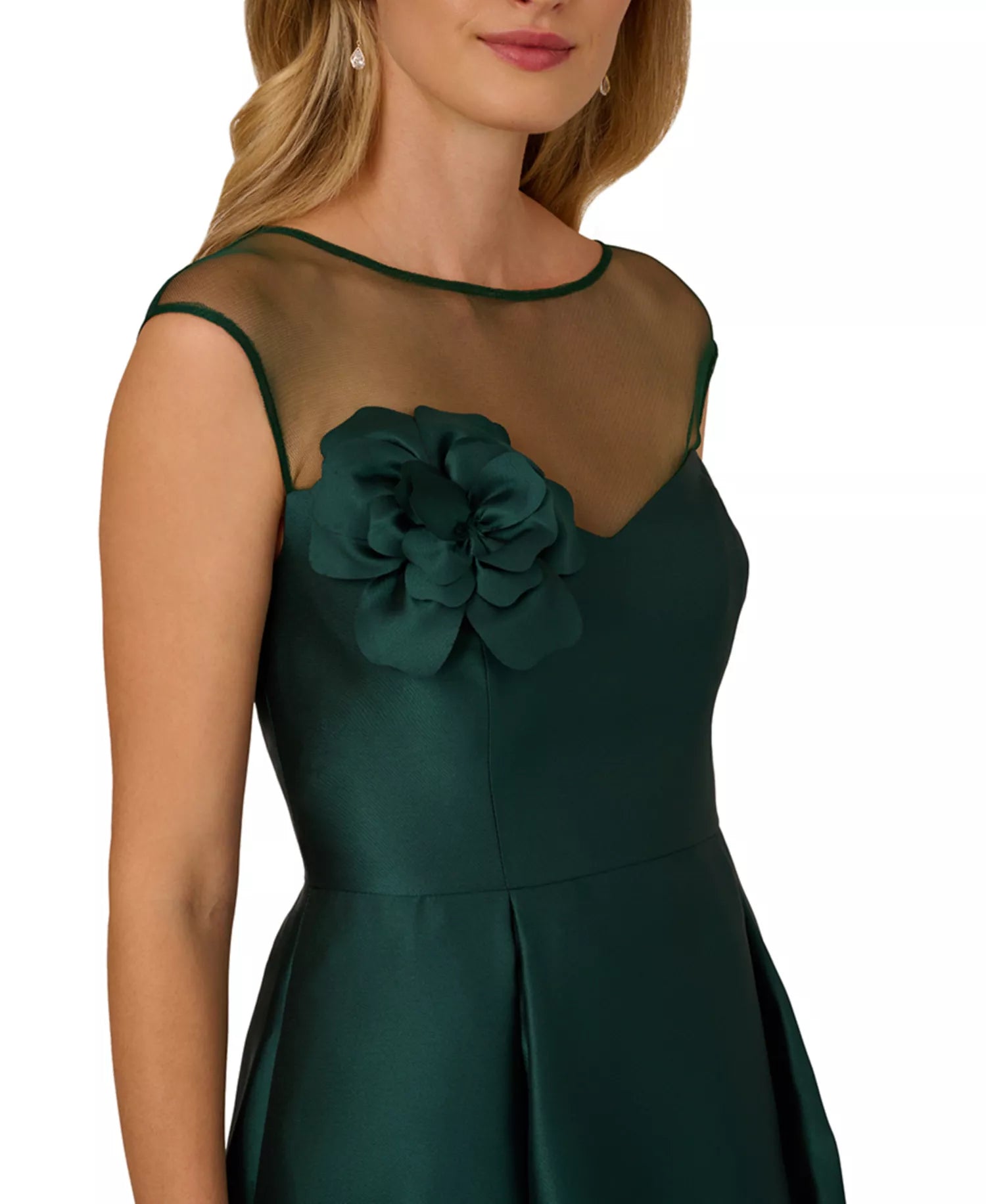 Adrianna Papell AP1E212956 Illusion High-Low Cocktail Floral Applique