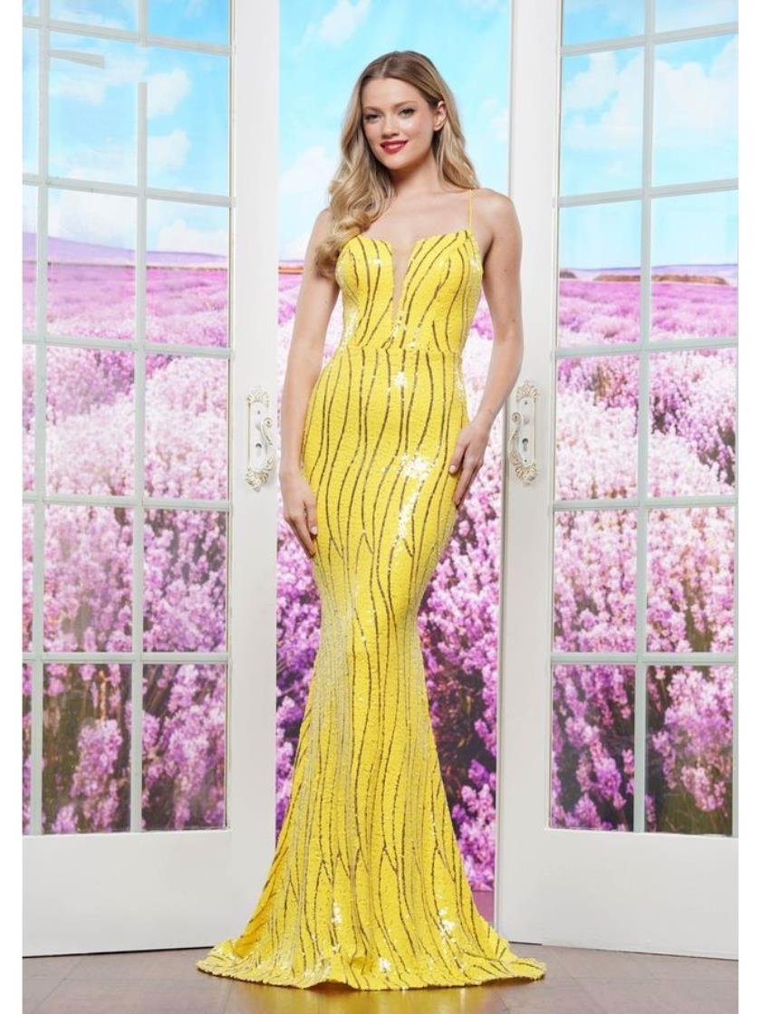 Prom Dresses Formal Fitted Long Evening Dress Yellow