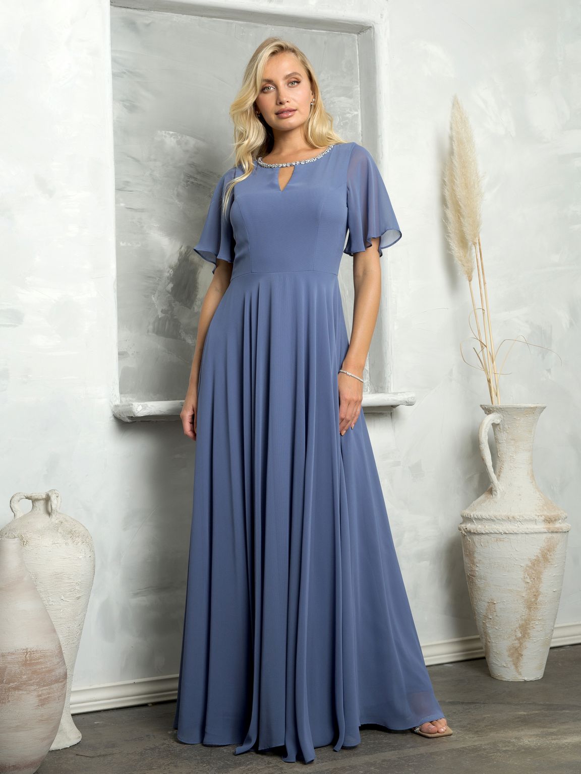 Mother of the Bride Dresses Long Beaded Mother of the Bride Dress Slate Blue