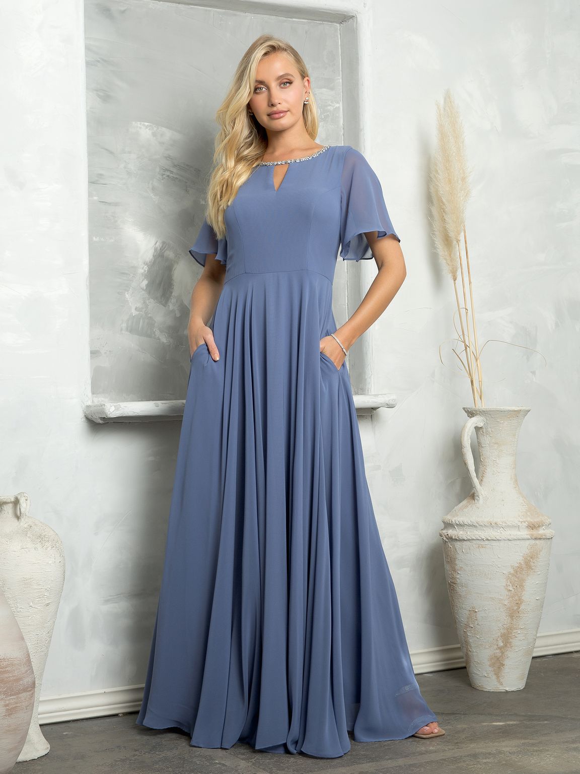 Mother of the Bride Dresses Long Beaded Mother of the Bride Dress Slate Blue